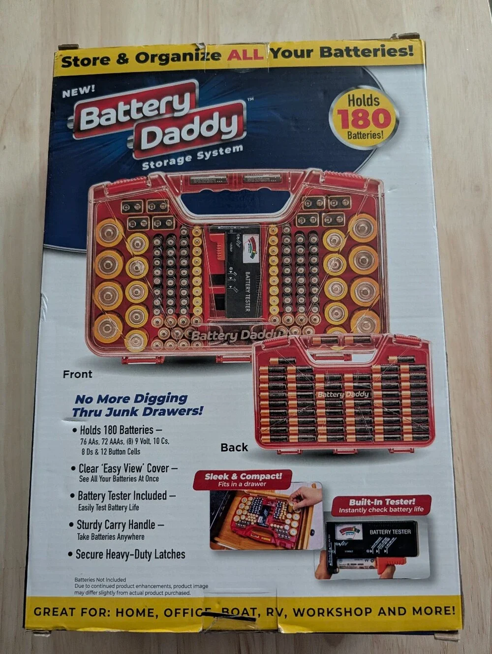 Battery Storage Box By Ontel # BADA-MP4. Stores& Organizes  180 Batteries